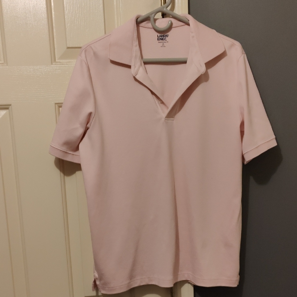 Lands' End Men's Soft Pink Short Sleeve Polo